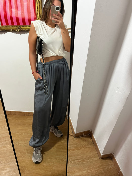 Pantalón Satinado gris