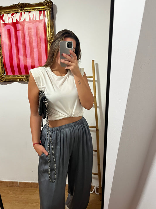 Pantalón Satinado gris