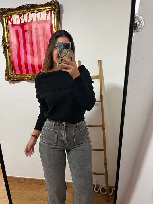 JEANS TACHAS GRIS