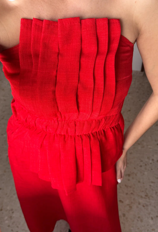 TOP ROJO EN LINO